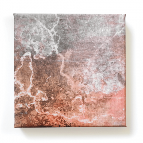 Abstrakte rot-graue Mini-Leinwand von Daniel Bandholtz aus Bonn